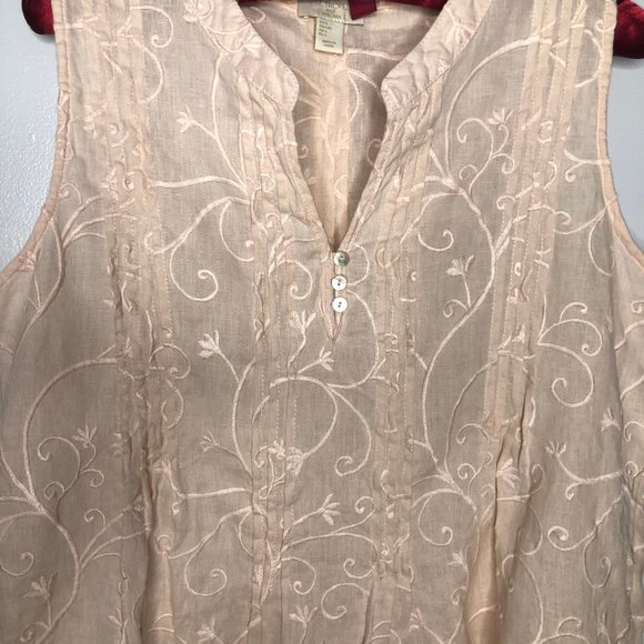 ST TROPEZ Linen Sleeveless Blouse - Picture 2 of 5